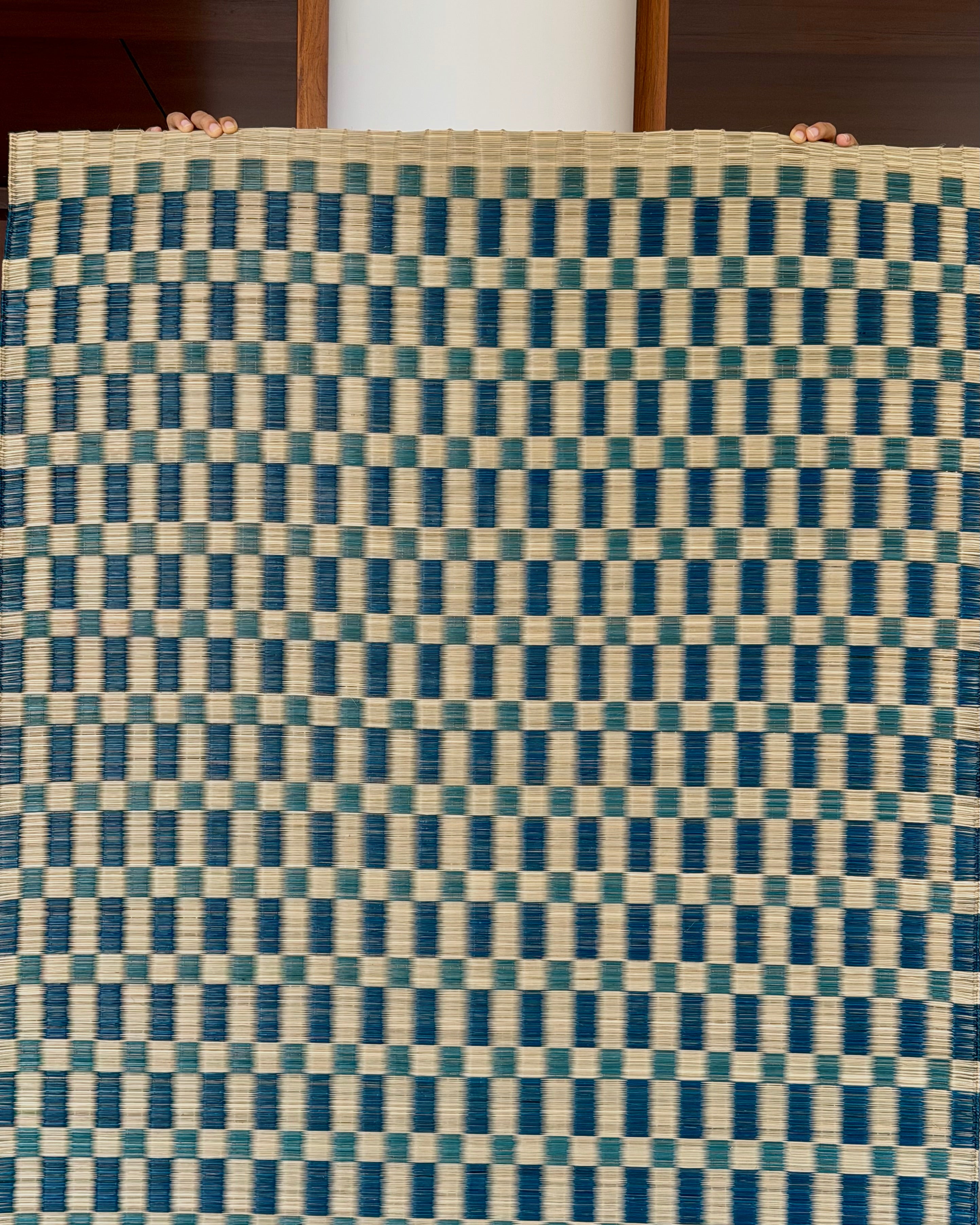 Checked Floor Mat: Aqua / Indigo