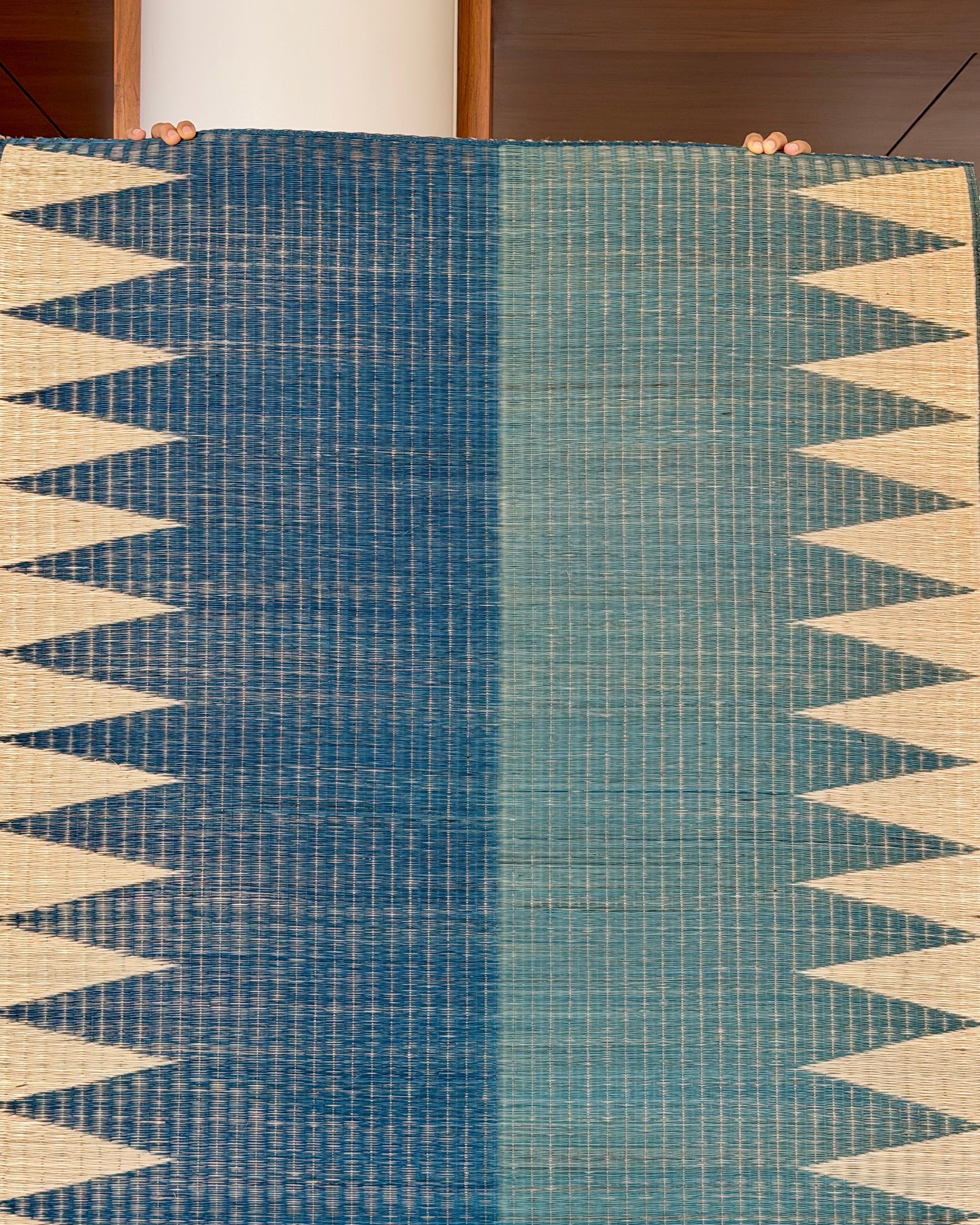 Chevron Floor Mat: Aqua / Indigo