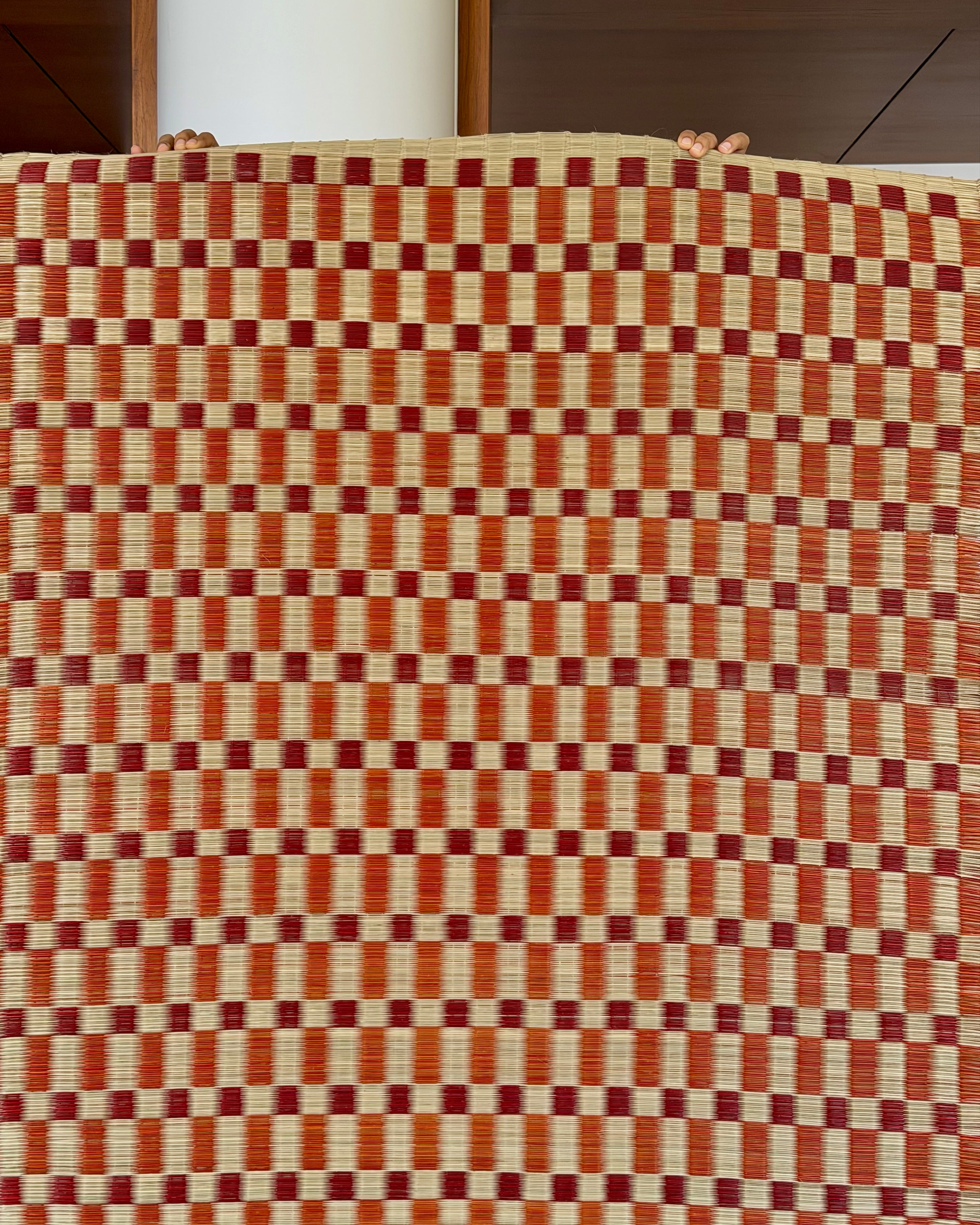 Checked Floor Mat: Red / Orange