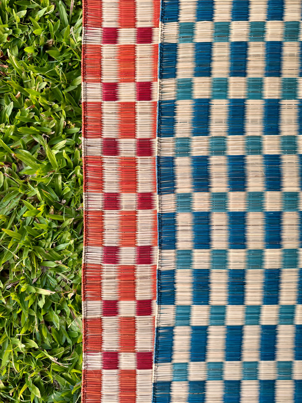 Checked Floor Mat: Red / Orange