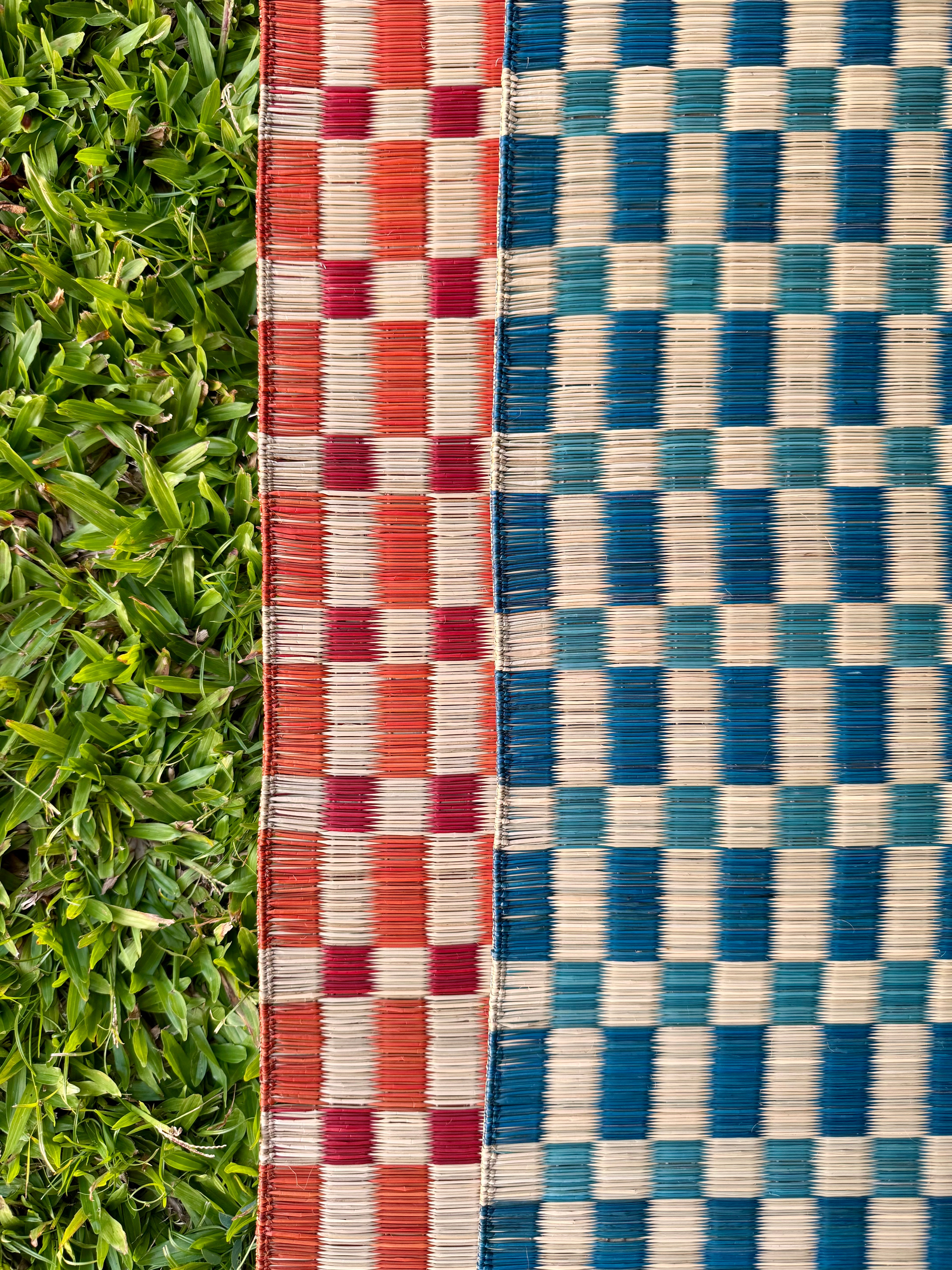 Checked Floor Mat: Aqua / Indigo