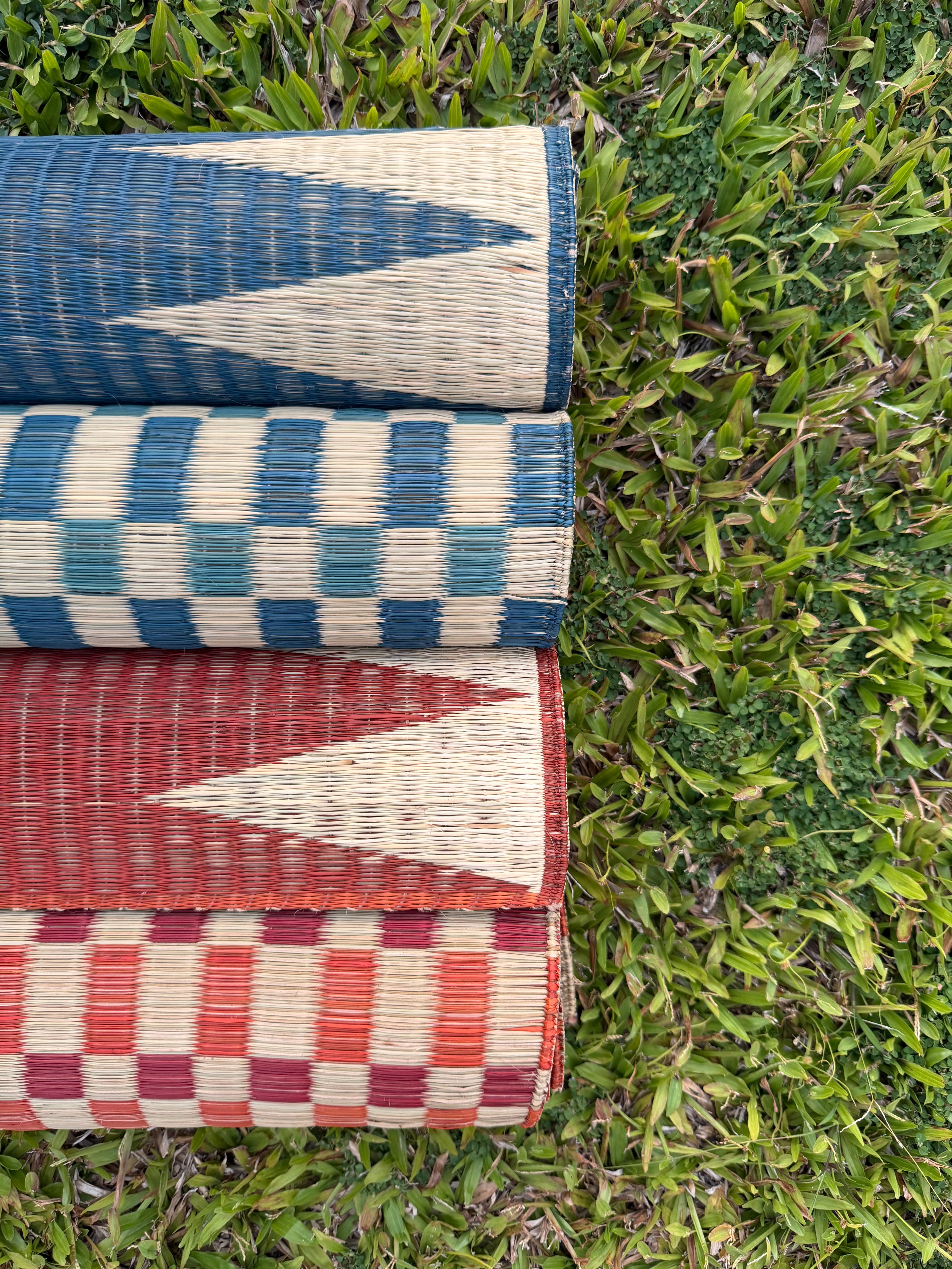 Checked Floor Mat: Aqua / Indigo