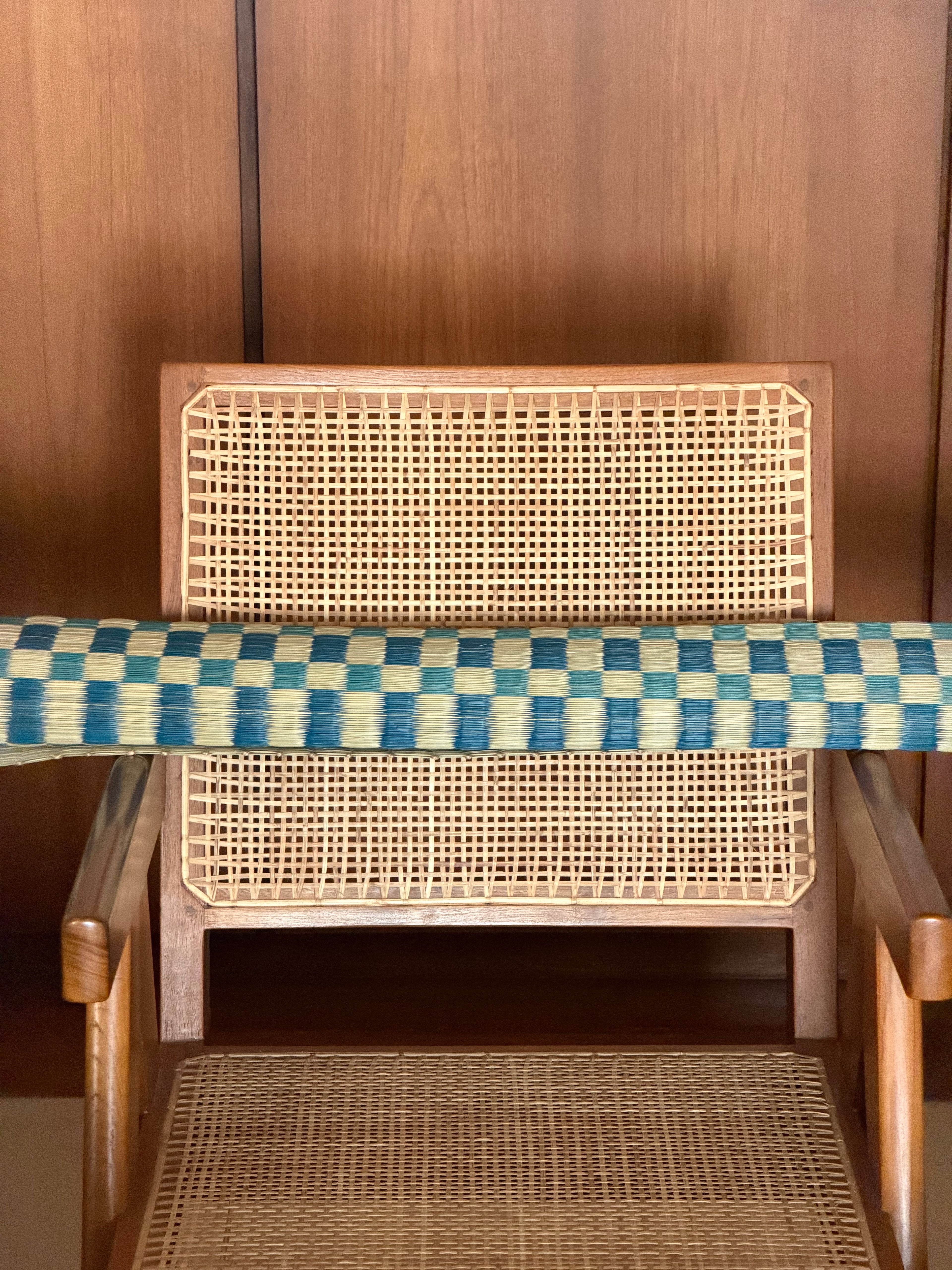 Checked Floor Mat: Aqua / Indigo
