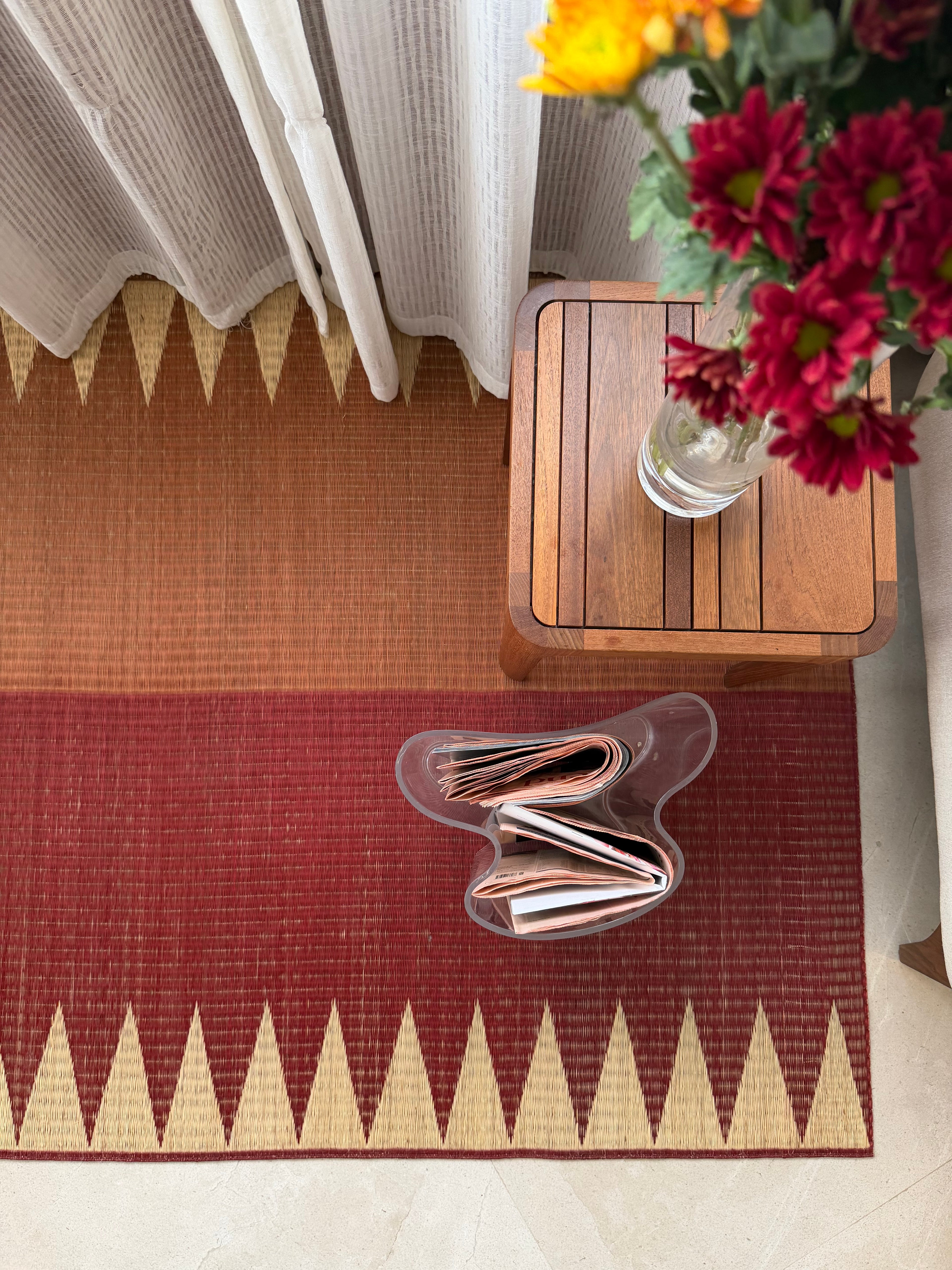 Chevron Floor Mat: Red / Orange