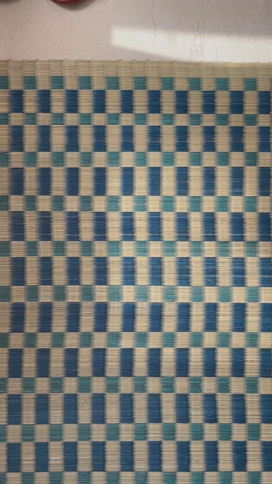 Checked Floor Mat: Aqua / Indigo
